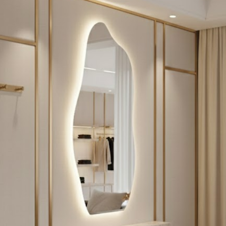Espelho Led Orgânico Irregular 60x160 Corpo Inteiro Luz Indireta Touch espelho led quente orgânico 70x170 corpo inteiro indireta