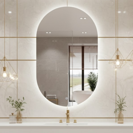 Espelho Led 3 cores Capsula Luz Indireta Botão Touch Luz Ajustável espelho led 3 cores capsula luz frontal botão touch luz ajustável dimerizável (cópia) (cópia)